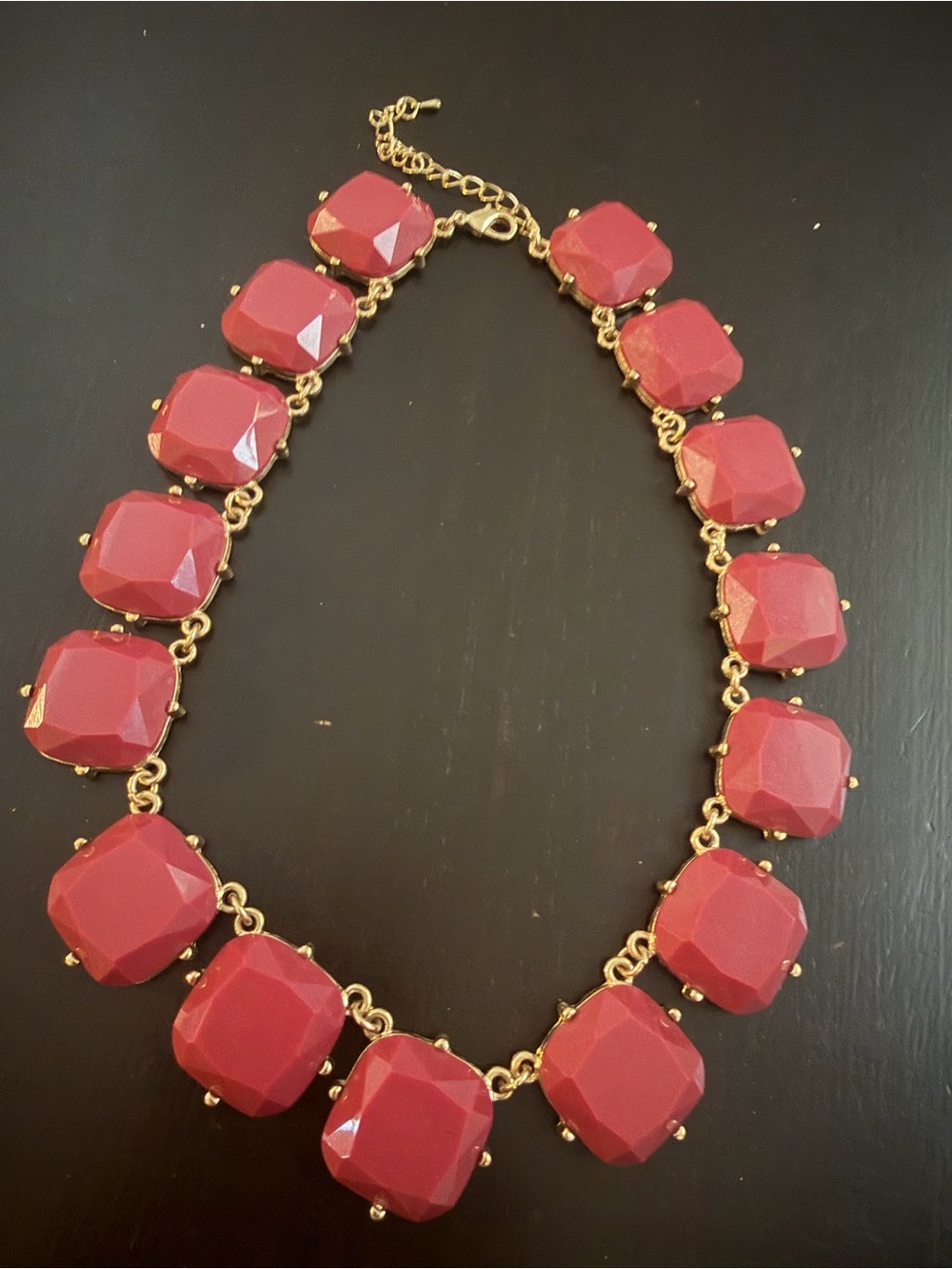 Gold-Trim Red Statement Necklace - Elegant Women’s Jewelry